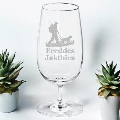 Ölglas med gravyr - Jakt