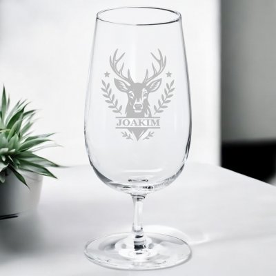 Ölglas med gravyr - Jakt monogram