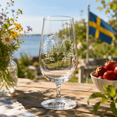 Ölglas med gravyr - Monogram
