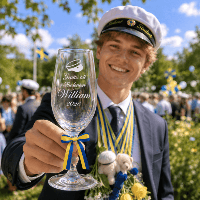 Ölglas med underlägg & flasköppnare - Student