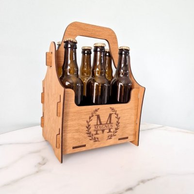 Öllåda 6-pack med namn i krans