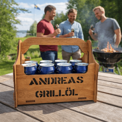 Öllåda 8-pack grillöl med namn