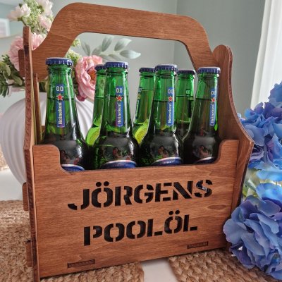 Öllåda 8-pack poolöl med namn