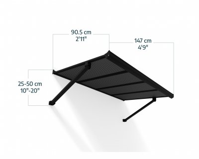Canopia Augustine Svart stomme/Ogenomskinliga grå paneler Entrétak 0.9X1.5m
