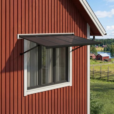 Canopia Augustine Svart stomme/Ogenomskinliga grå paneler Entrétak 0.9X1.5m