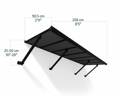 Canopia Augustine Svart stomme/Ogenomskinliga grå paneler Entrétak 0.9X2.6m