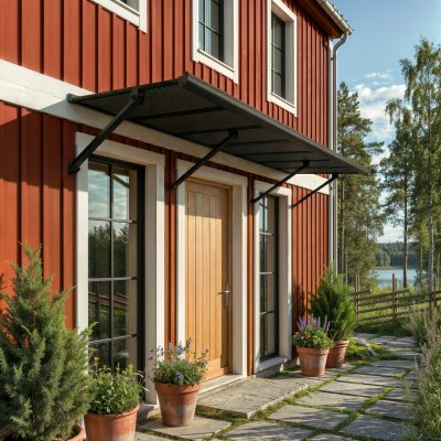 Canopia Augustine Svart stomme/Ogenomskinliga grå paneler Entrétak 0.9X2.6m