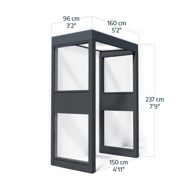Entretak Sophia vit opal 160 x 96 cm + Sidoväggar