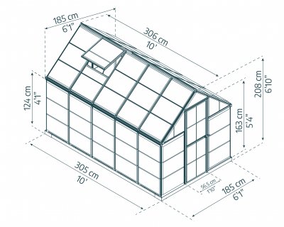 Växthus Harmony i Polykarbonat 5,7 m² MörkGrå - Canopia