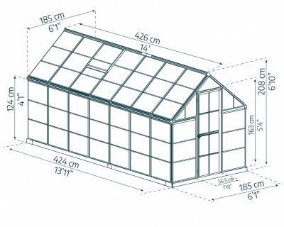 Växthus Harmony i Polykarbonat, Klart Som Glas 7,9 m² Silver - Canopia