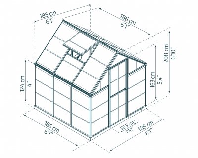 Växthus Harmony i Polykarbonat, Klart Som Glas 3,4 m² MörkGrå - Canopia
