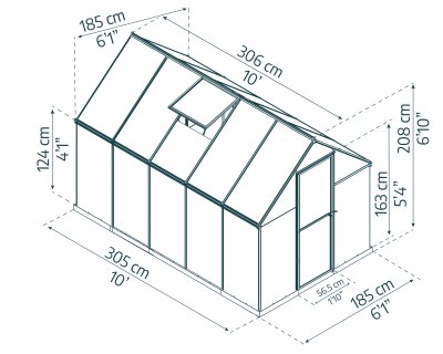 Växthus Mythos i Polykarbonat 5,7 m² Silver - Canopia