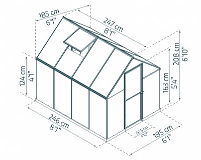 Växthus Mythos i Polykarbonat 4,6 m² Silver - Canopia