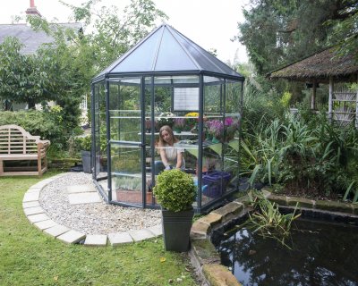 Växthus Oasis 8 Hexagon i Polykarbonat 4 m² MörkGrå - Canopia