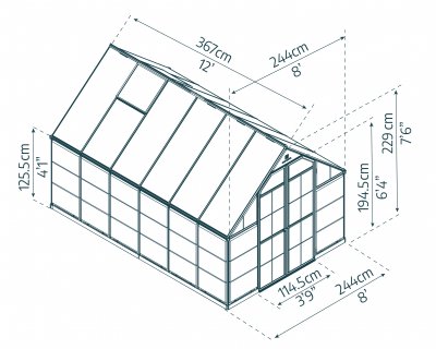 Växthus Balance i Polykarbonat 8,9 m² Silver - Canopia