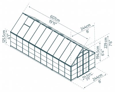 Växthus Balance i Polykarbonat 14,8 m² MörkGrå - Canopia
