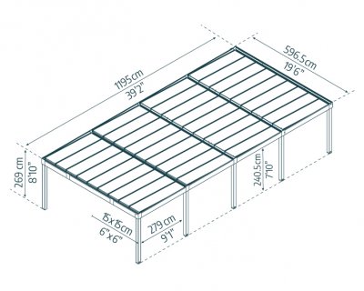 Canopia OSLO Carport i Metall Dubbel i Metall 6X12 m Svart