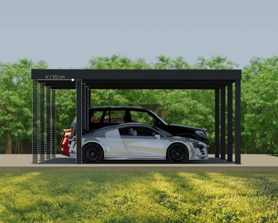 Canopia OSLO Carport i Metall Dubbel i Metall 6X12 m Svart