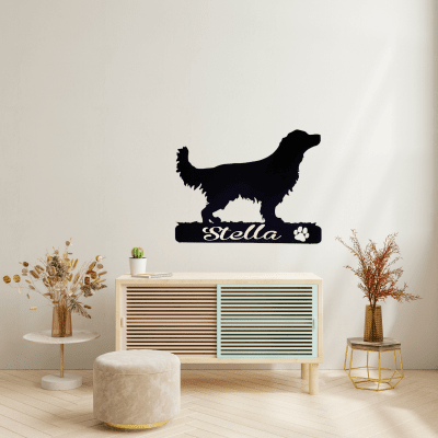 Hundtavla med namn - Text i trä