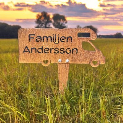 Trädgårsskylt corten - Husbil