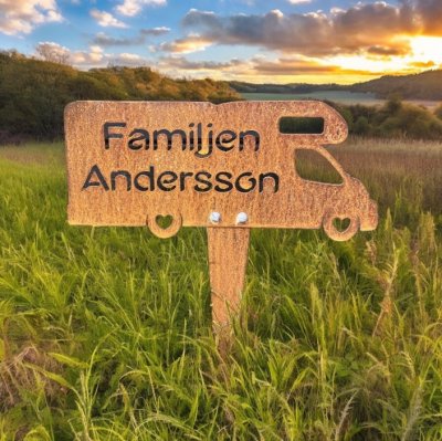 Trädgårsskylt corten - Husbil