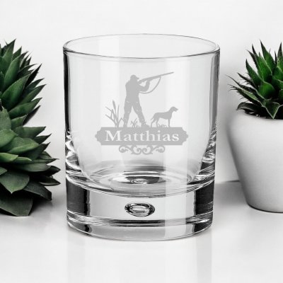 Whiskyglas med gravyr - Jägare med namn