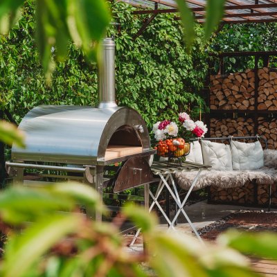 GrillSymbol pizzaugn med bord Pizzo-set-inox