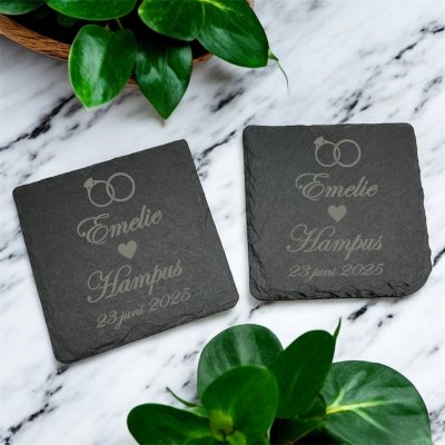 Skifferunderlägg med gravyr - Bröllopsgåva