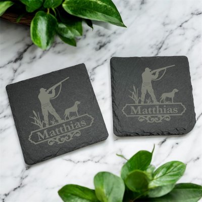 Skifferunderlägg med gravyr - Jägare med namn