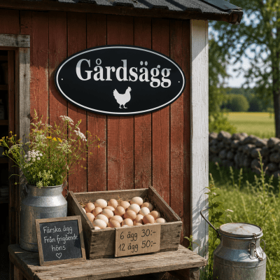 Skylt för Swish & Grab och gårdsförsäljning
