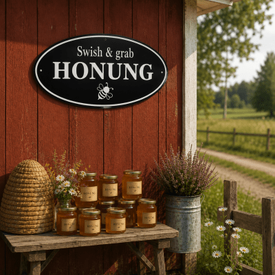 Skylt för Swish & Grab & gårdsförsäljning - Honung