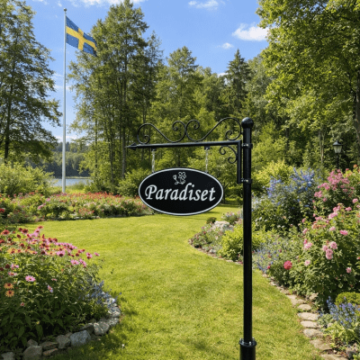 Smidesskylt med stolpe