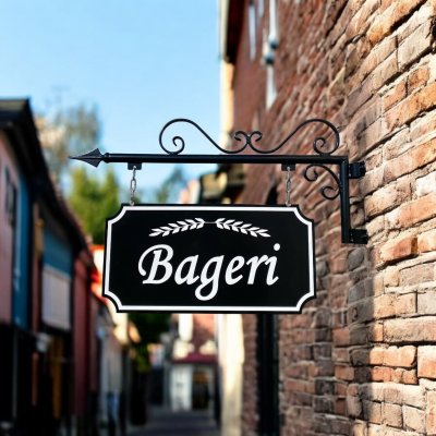 Vägghängd smidesskylt