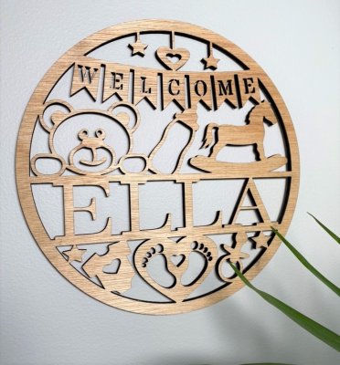 Trätavla med namn & motiv