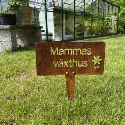 Trädgårsskylt corten - Mammas växthus