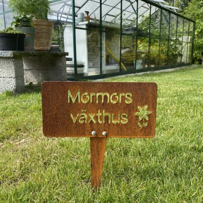 Trädgårsskylt corten - Mormors växthus
