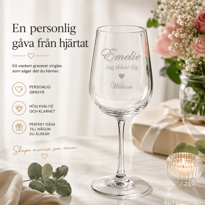 Vinglas med gravyr - Kärlek