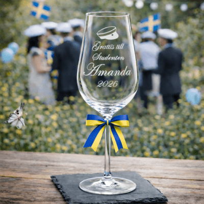 Vinglas med gravyr - Student