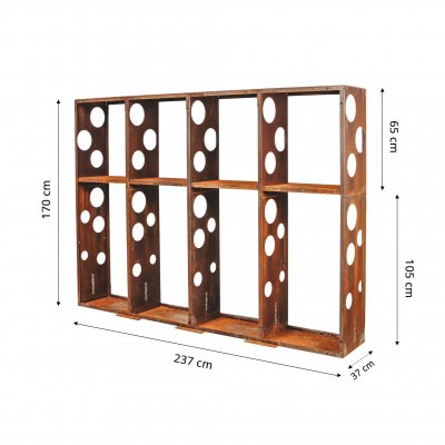 Vedställ i cortenstål WALL-L 237*37*170 cm